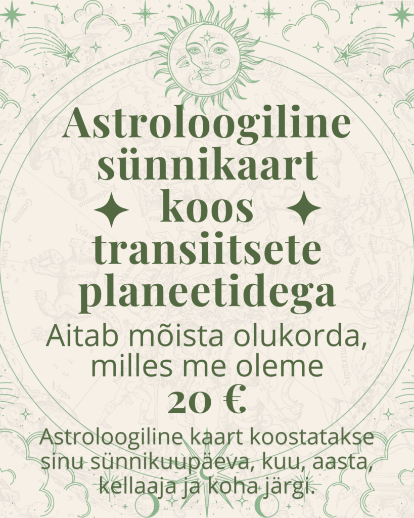 Astroloogiline sünnikaart koos transiitsete planeetidega